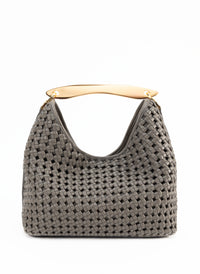 Boomerang cuir tressé gris
