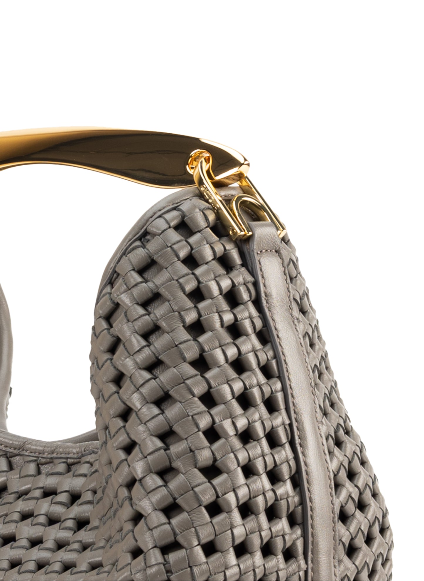 Boomerang cuir tressé gris