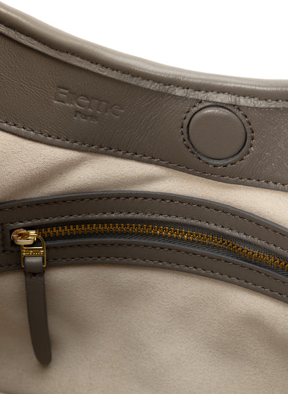 Boomerang cuir tressé gris