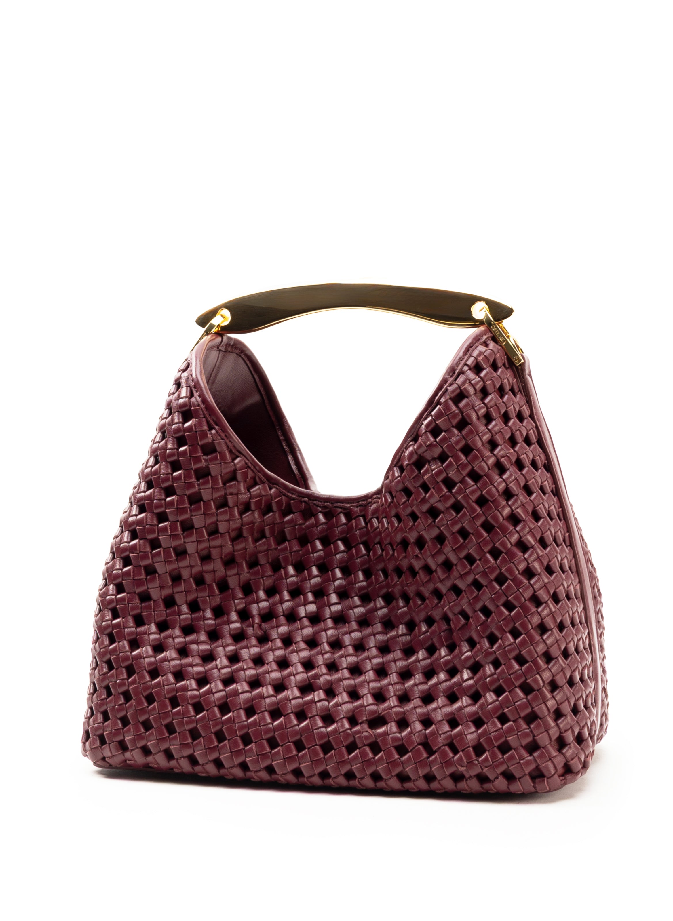 【ELLEME】Boomerang woven leather bag Boomerang Woven Leather Burgundy - Summer Woven Bag - Elleme