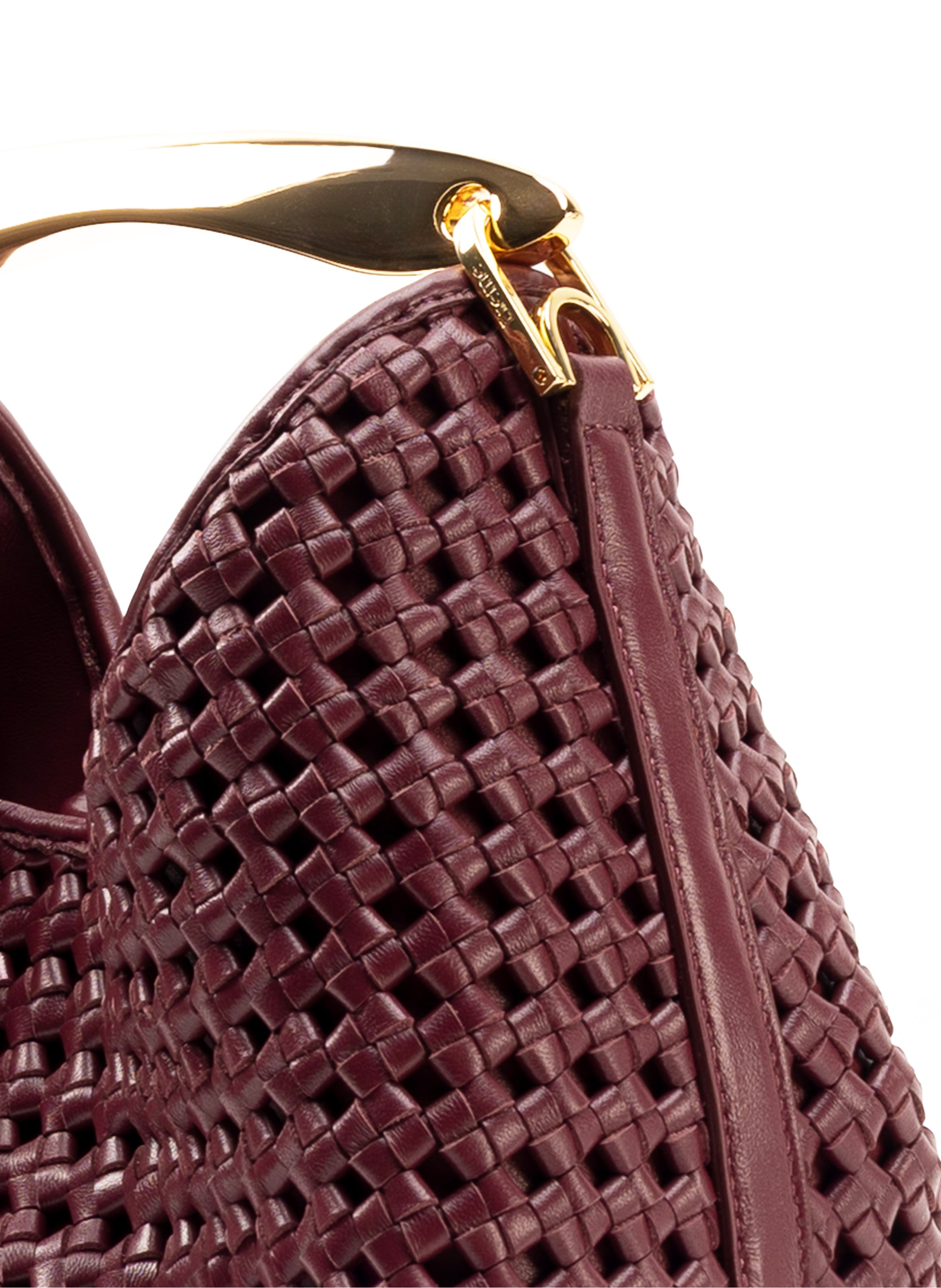 Boomerang Woven Leather Burgundy - Summer Woven Bag - Elleme