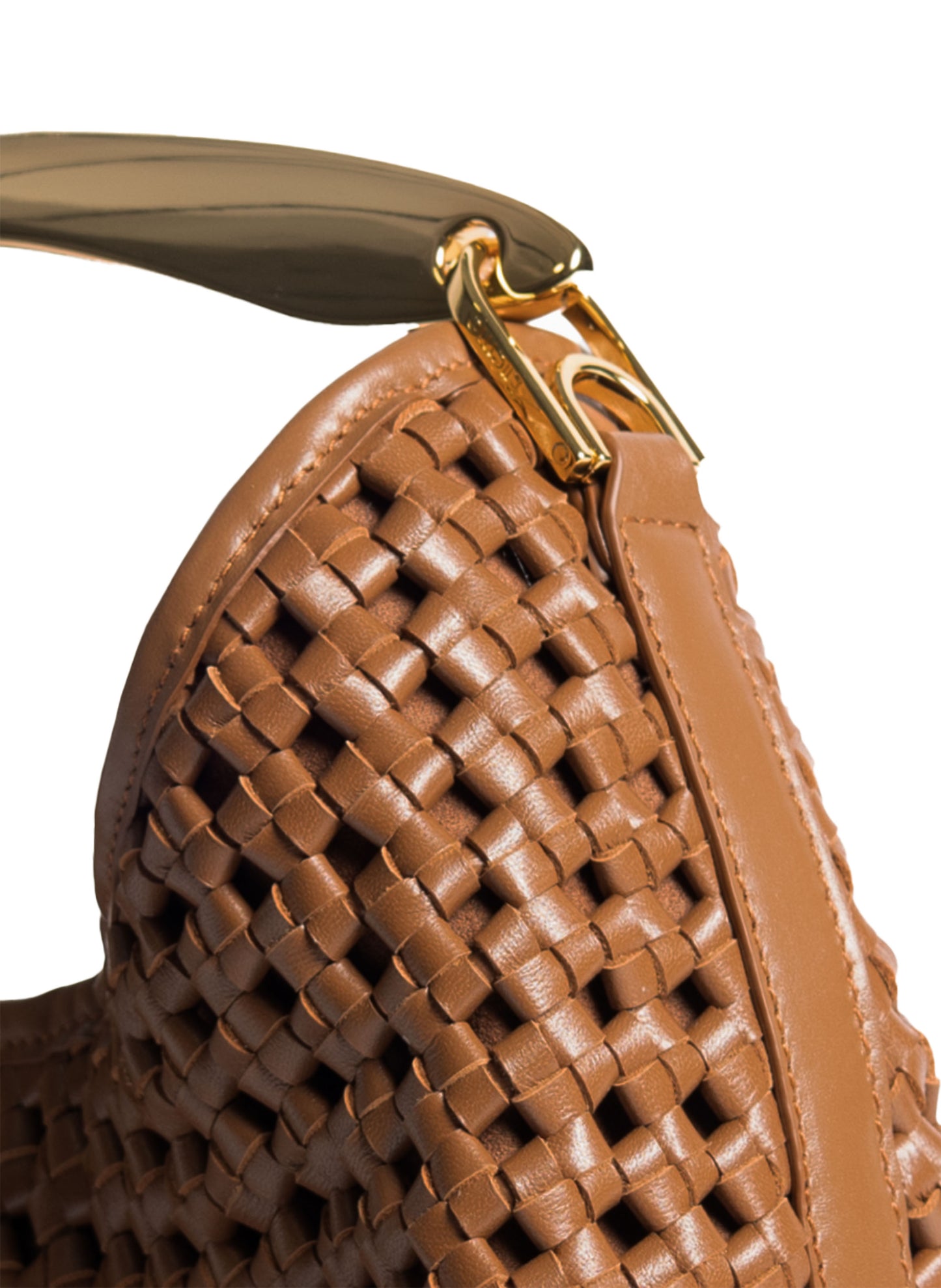 Boomerang Woven Leather Cognac