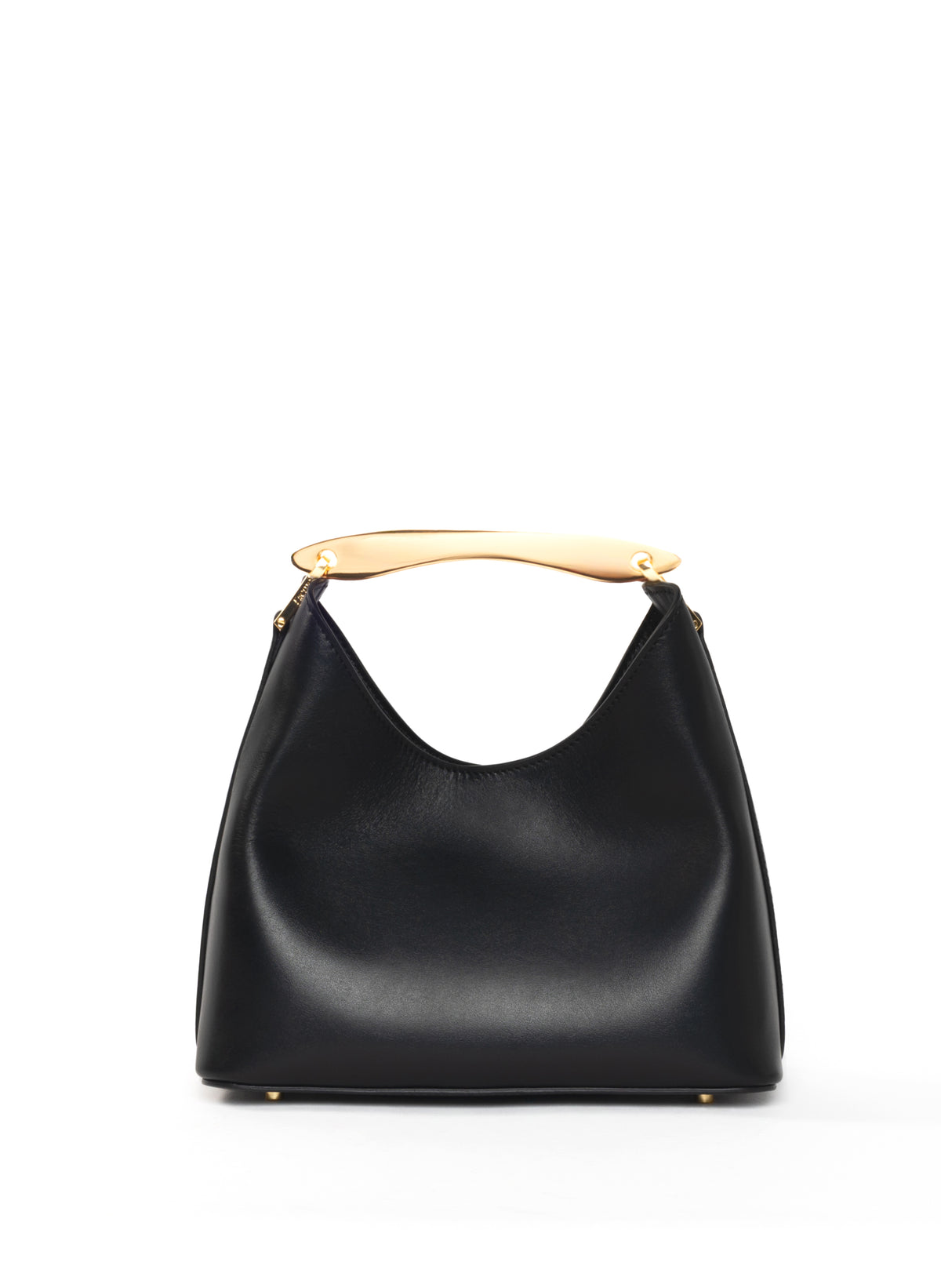 Small Boomerang Leather Black Gold - Minimalist Leather Bag - Elleme