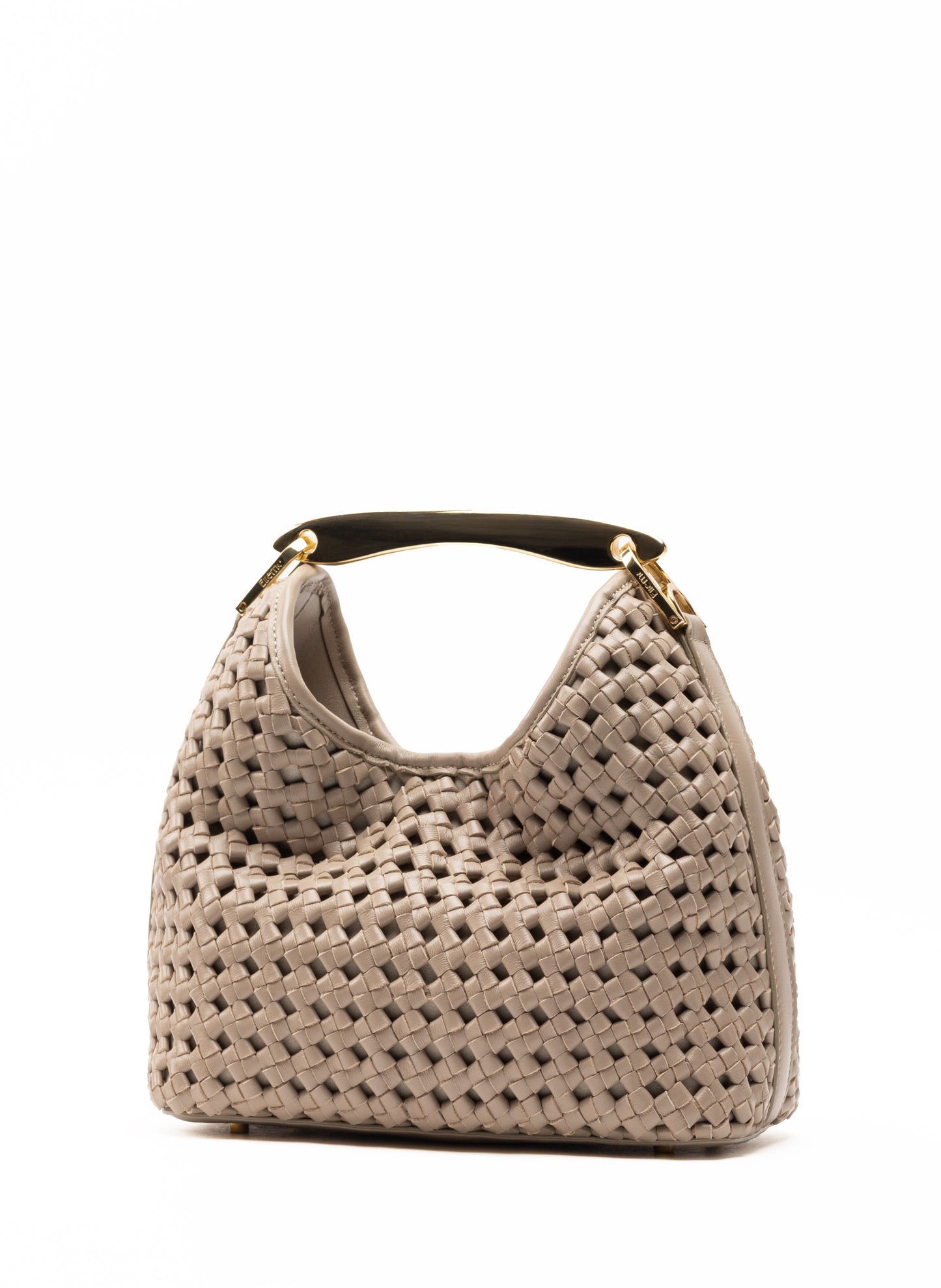 Small Boomerang Woven Leather Taupe