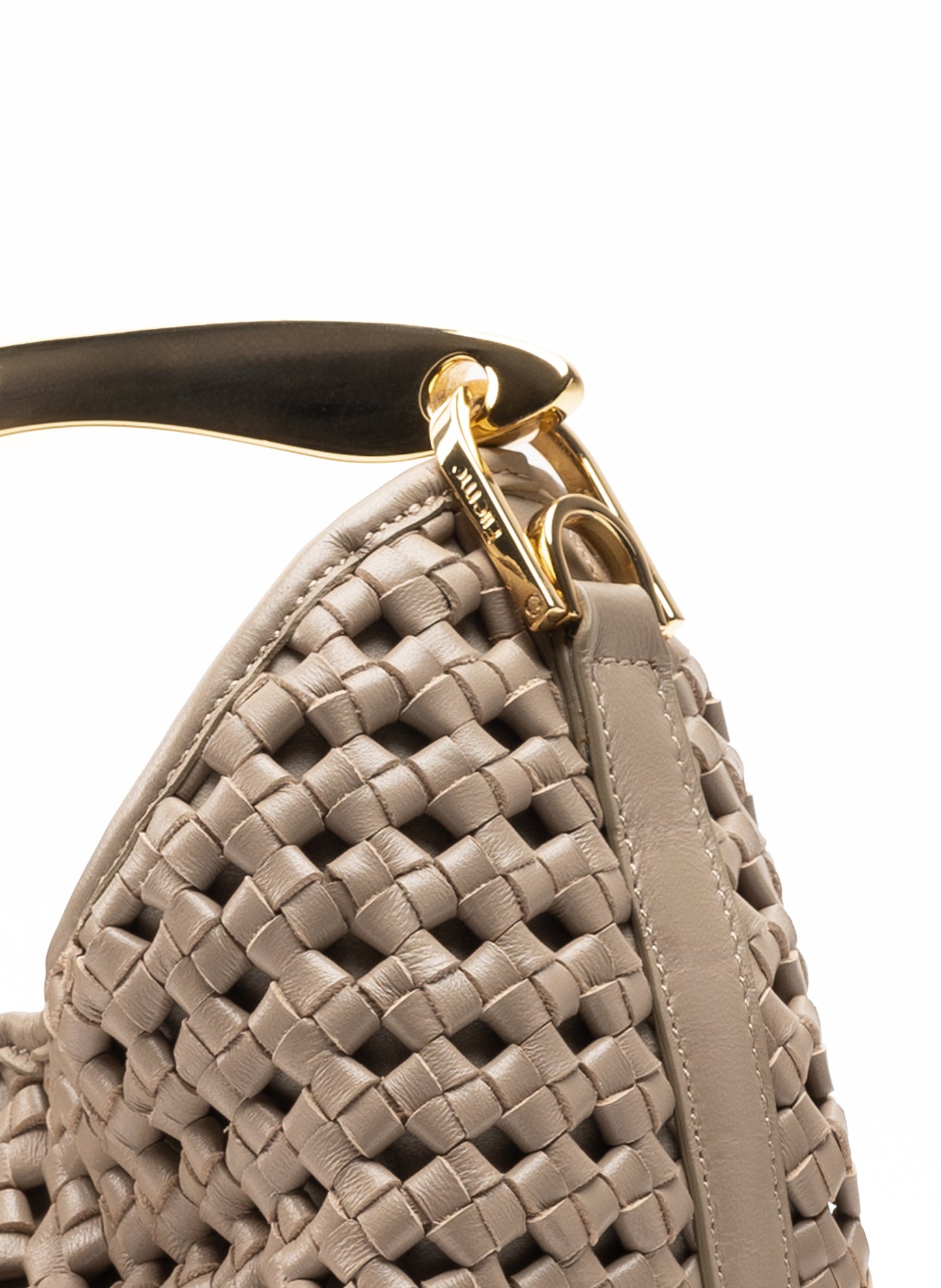 Small Boomerang Woven Leather Taupe