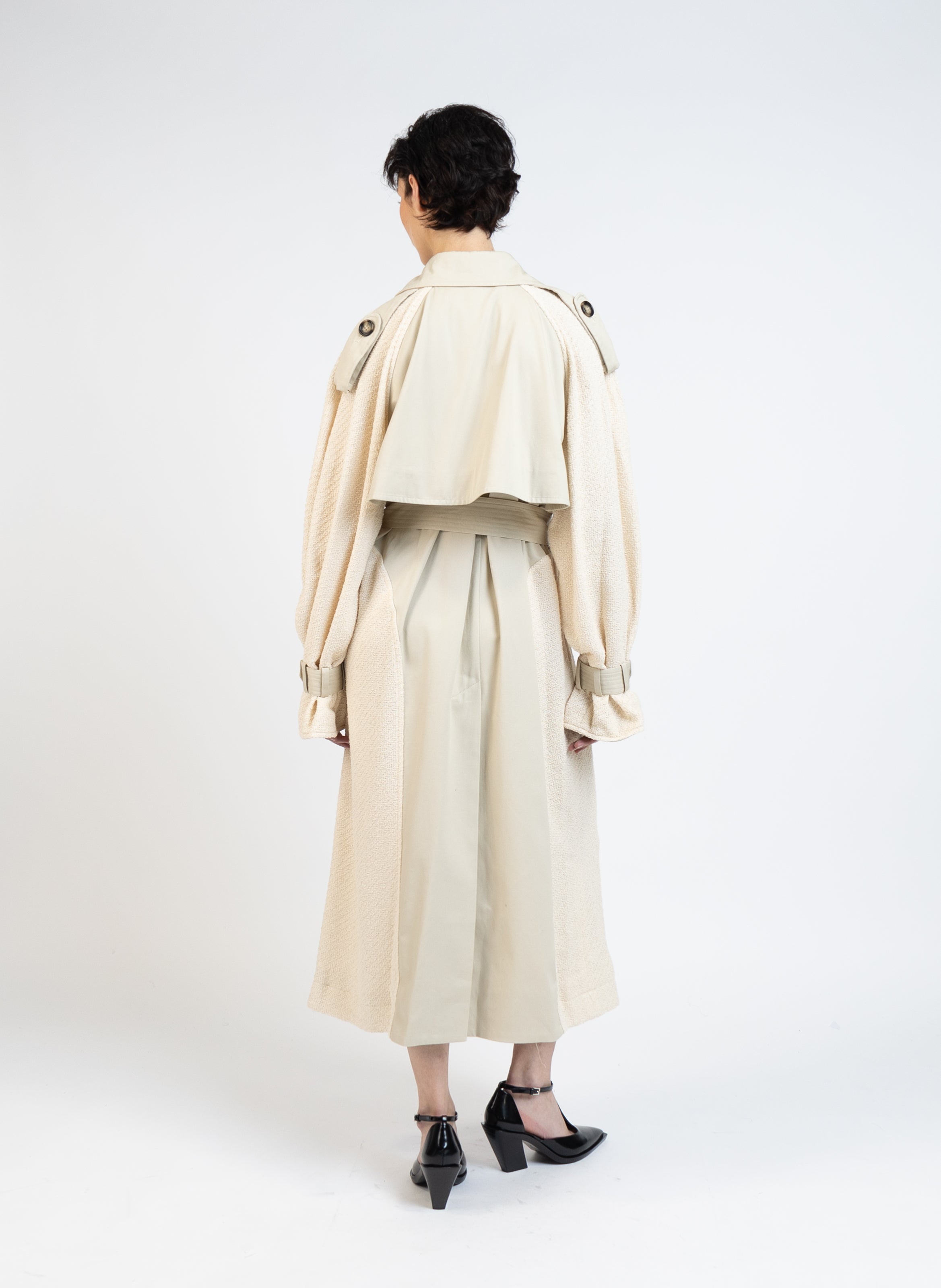 Beige double clearance breasted trench coat