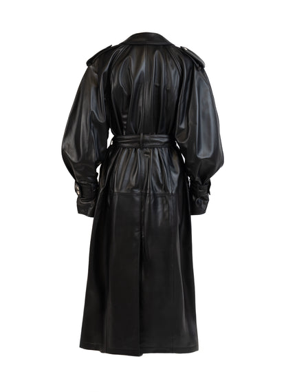 Leather Trench Coat Black