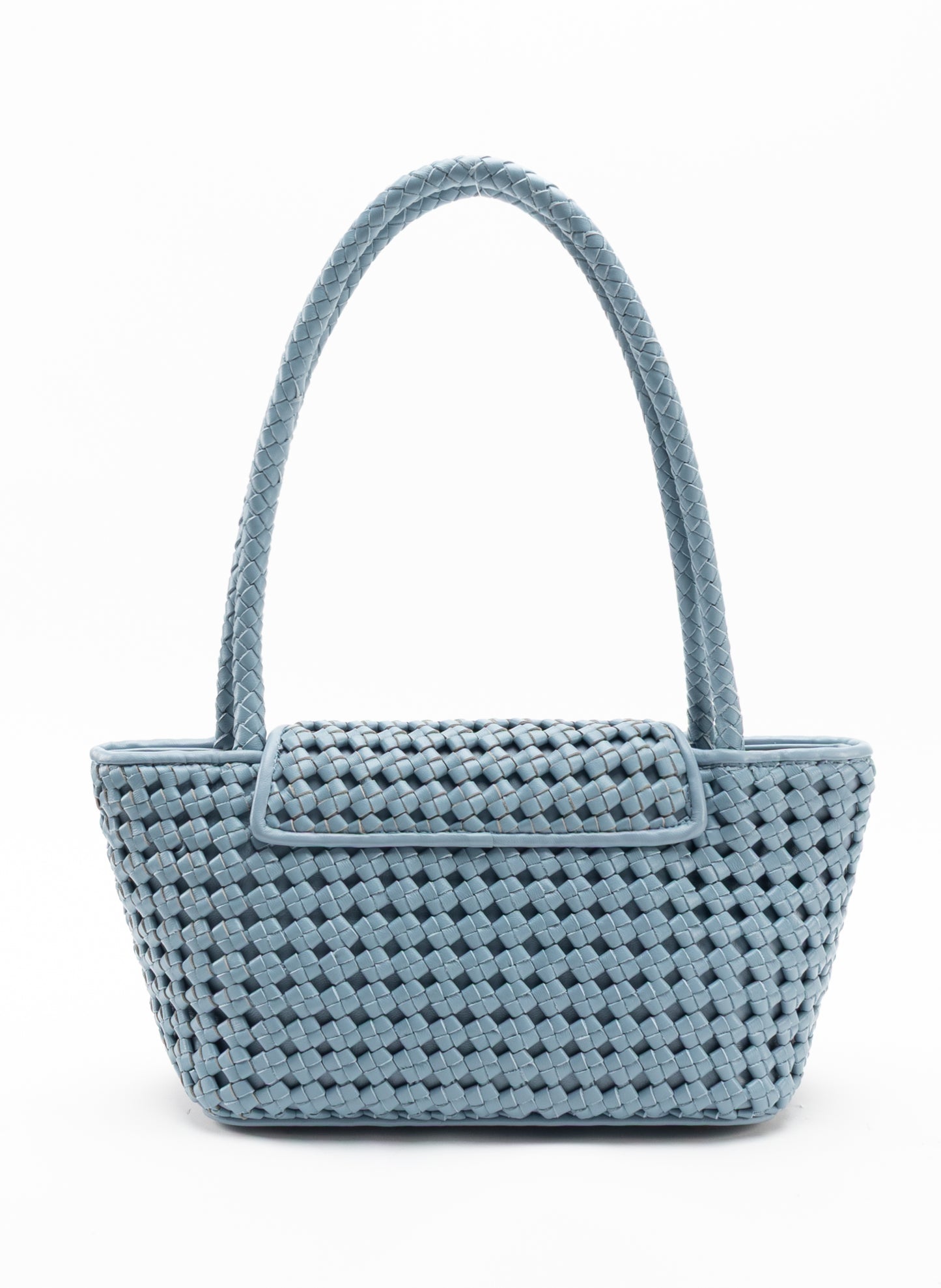Courrier Tote Woven Leather Artic Blue