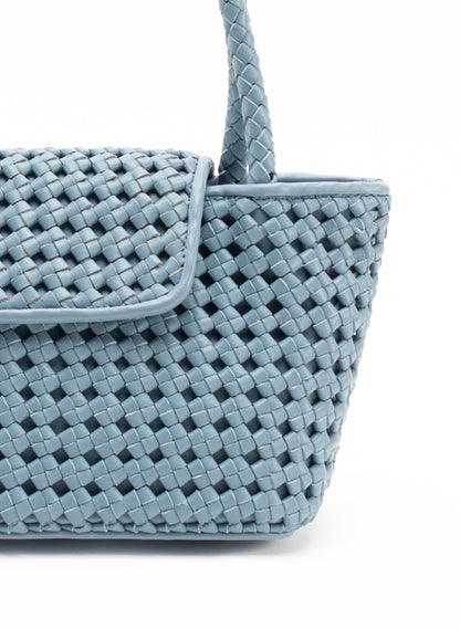 Courrier Tote Woven Leather Artic Blue