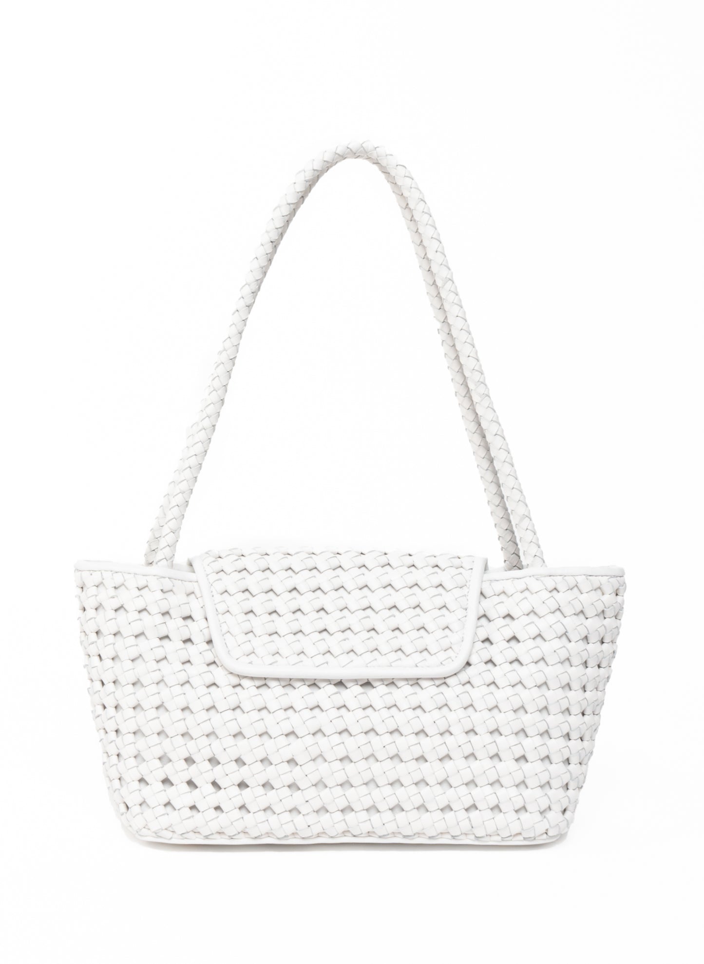 Courrier Tote Woven Leather White