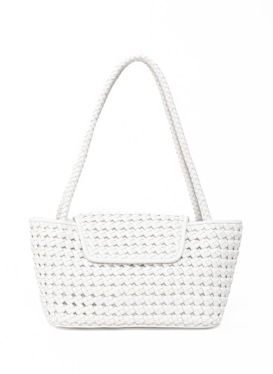 Sac Courrier en cuir tressé blanc