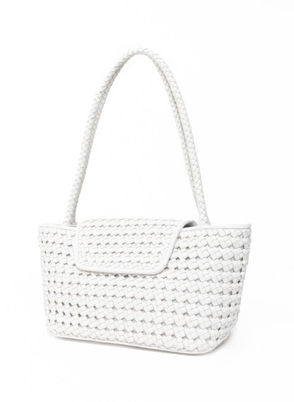 Sac Courrier en cuir tressé blanc