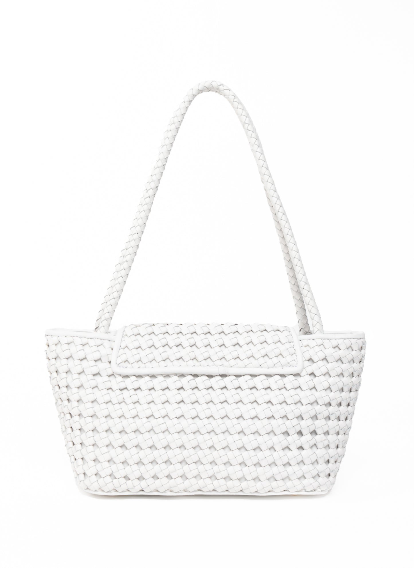 Sac Courrier en cuir tressé blanc