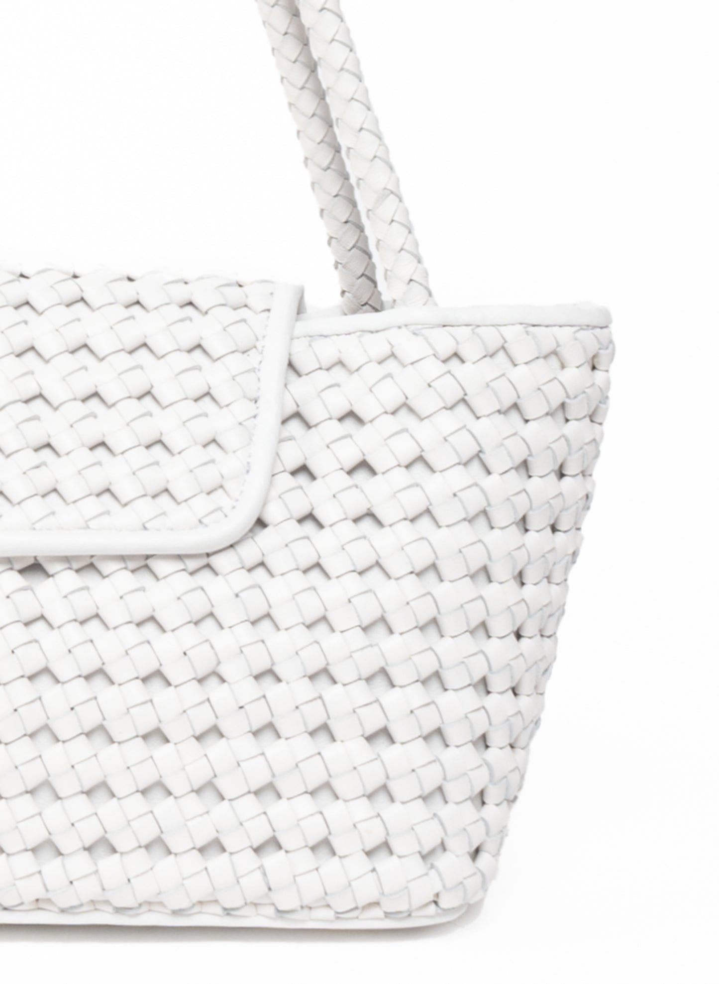 Courrier Tote Woven Leather White