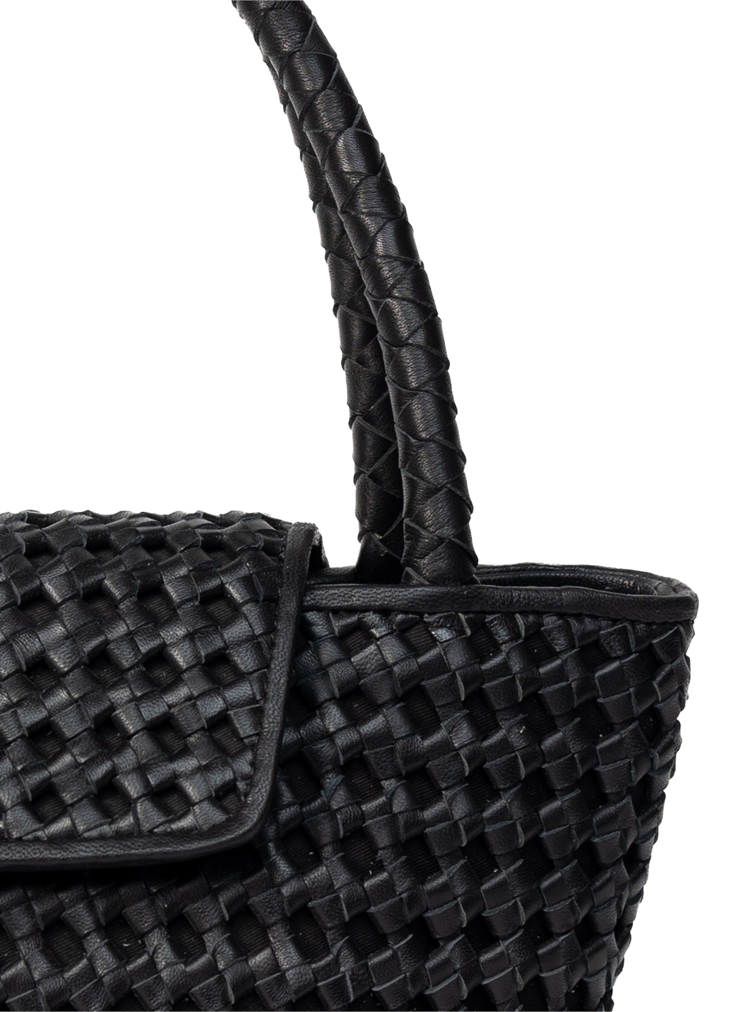 Courrier Tote Woven Leather Black / Pre order delivery in 3 weeks