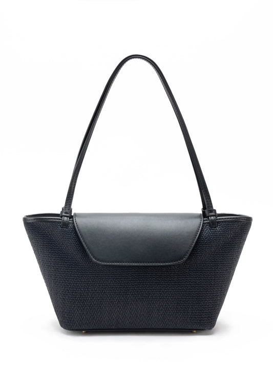 Courrier Tote Raffia/Leather Black