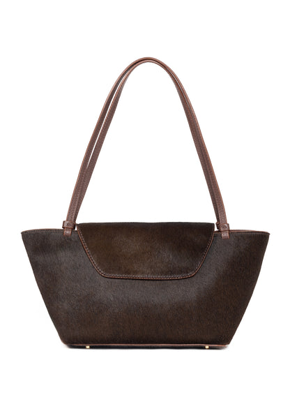 Courrier Tote Calf Leather Dark Brown