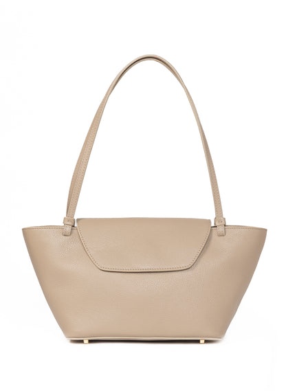 Courrier Tote Pebbled Leather Taupe