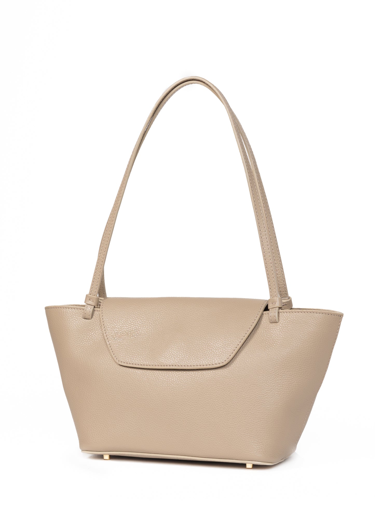 Courrier Tote Pebbled Leather Taupe