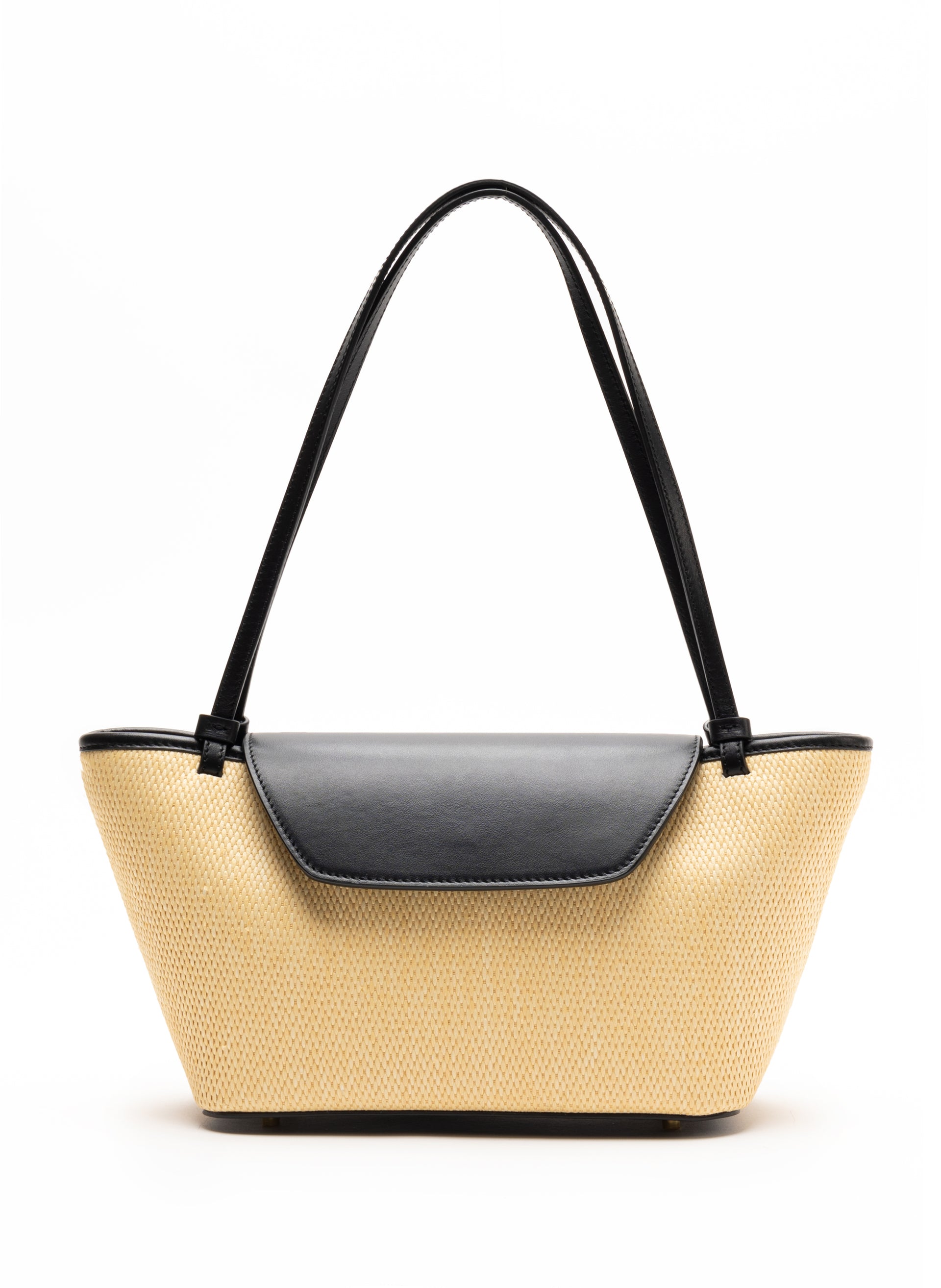 Courrier Tote Raffia Leather Natural Black