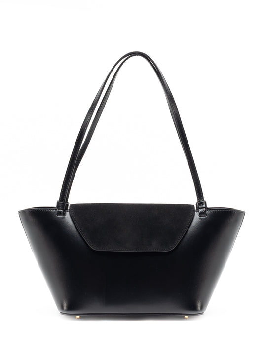 Courrier Tote Daim/cuir Noir