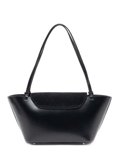 Courrier Tote Daim/cuir Noir