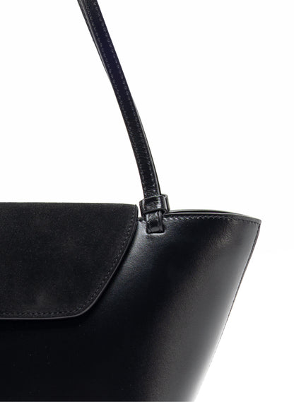 Courrier Tote Daim/cuir Noir