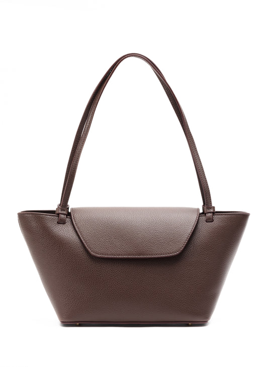 Courrier Tote Pebbled Leather Dark Brown