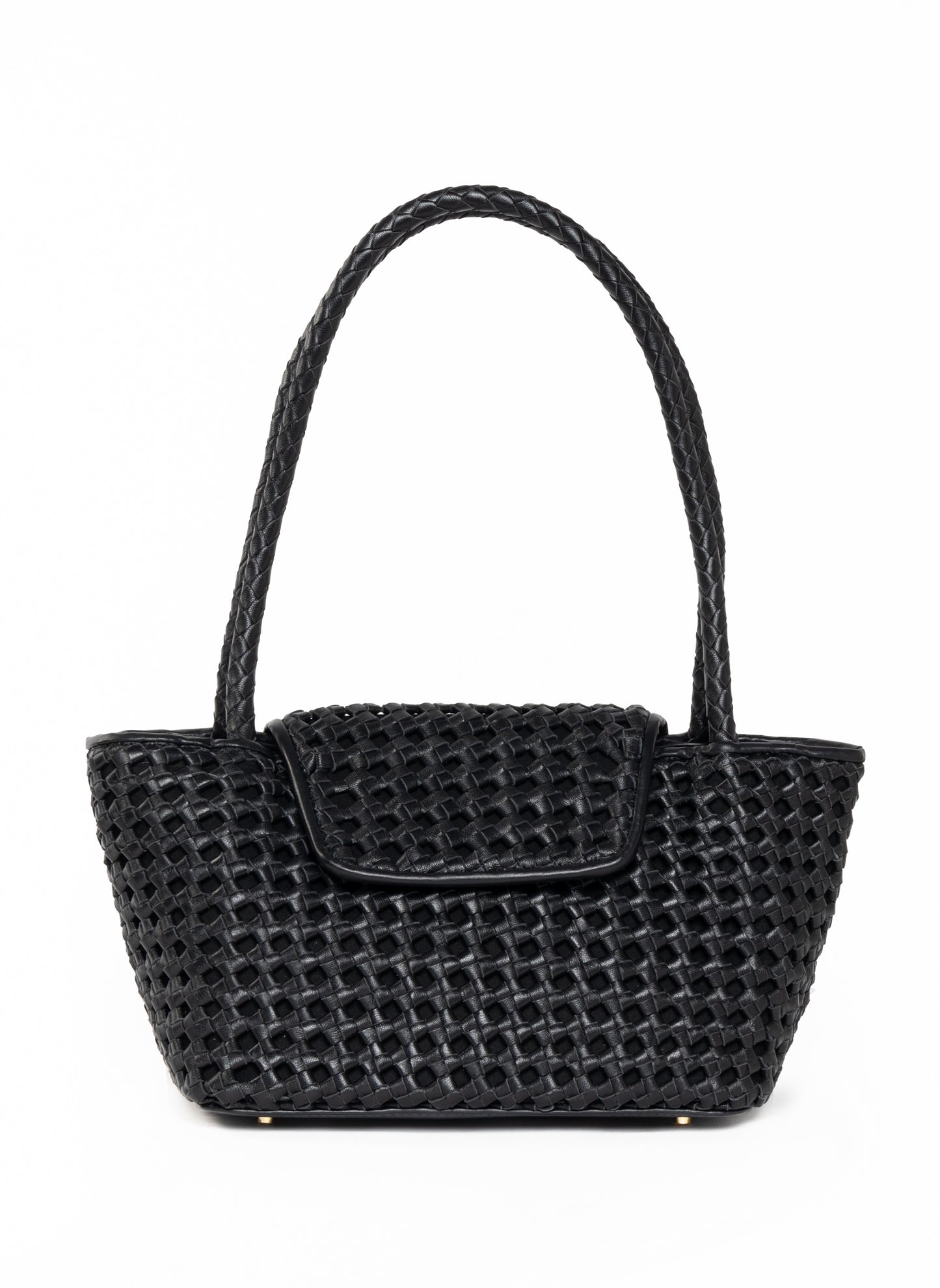 Courrier Tote Woven Leather Black