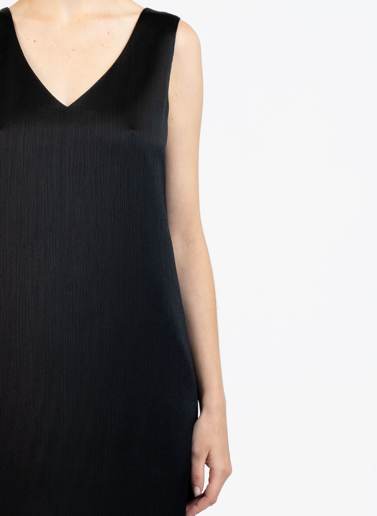 Sleeveless Maxi Dress/Textured Black