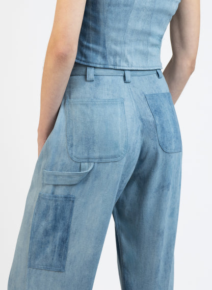 Pantalon cargo en denim/bleu clair
