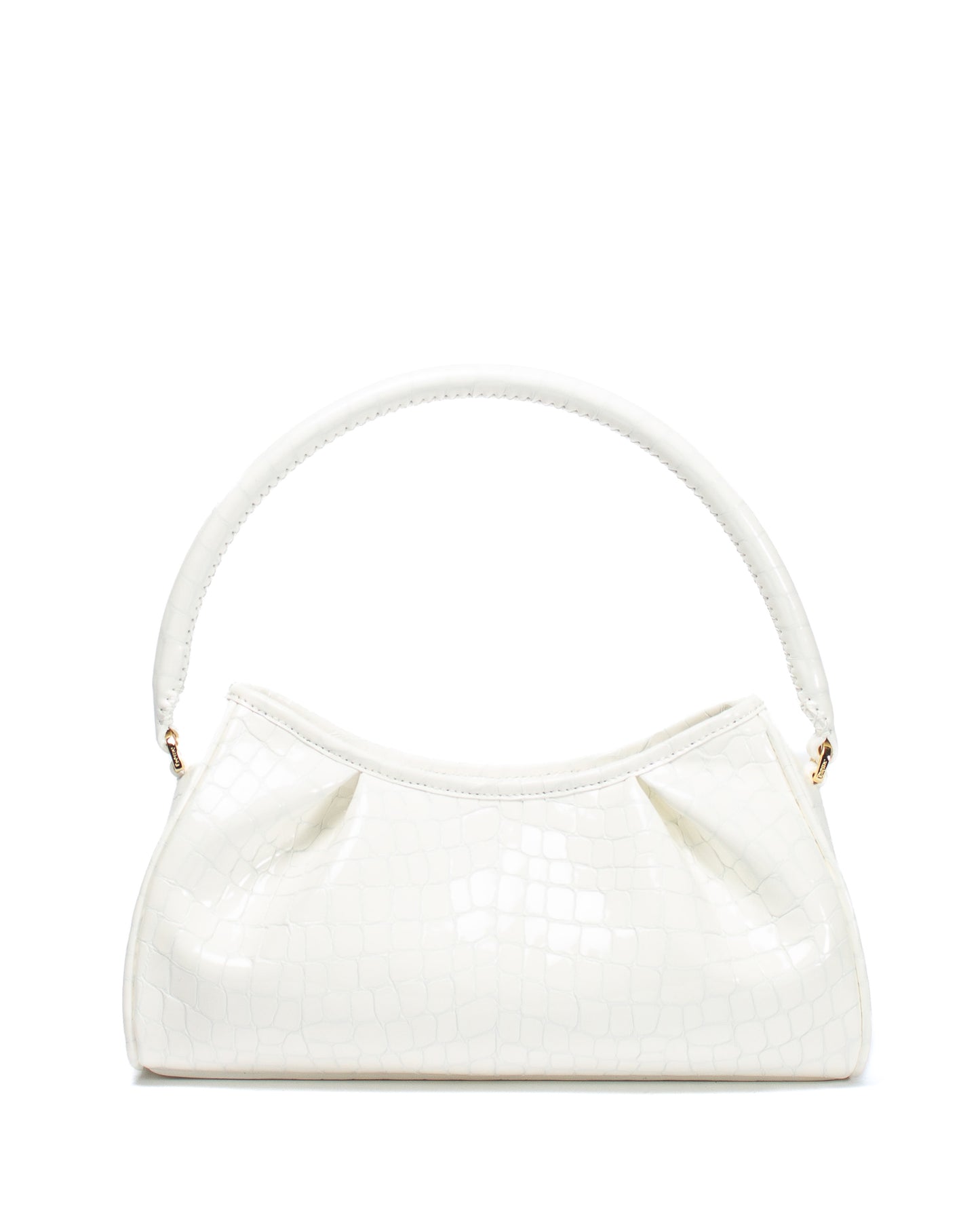 Dimple Croco-Print Pearl Leather White