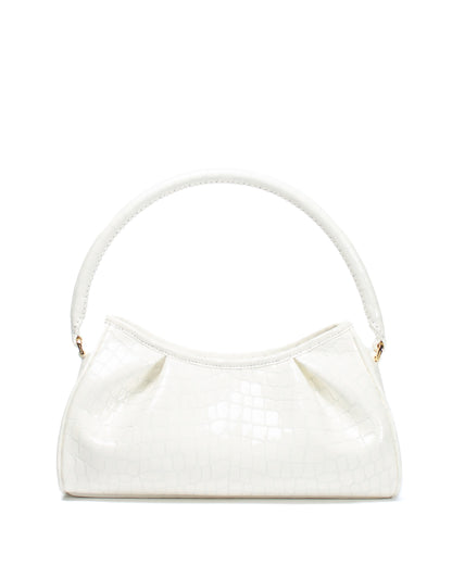 Dimple Croco-Print Pearl Leather White