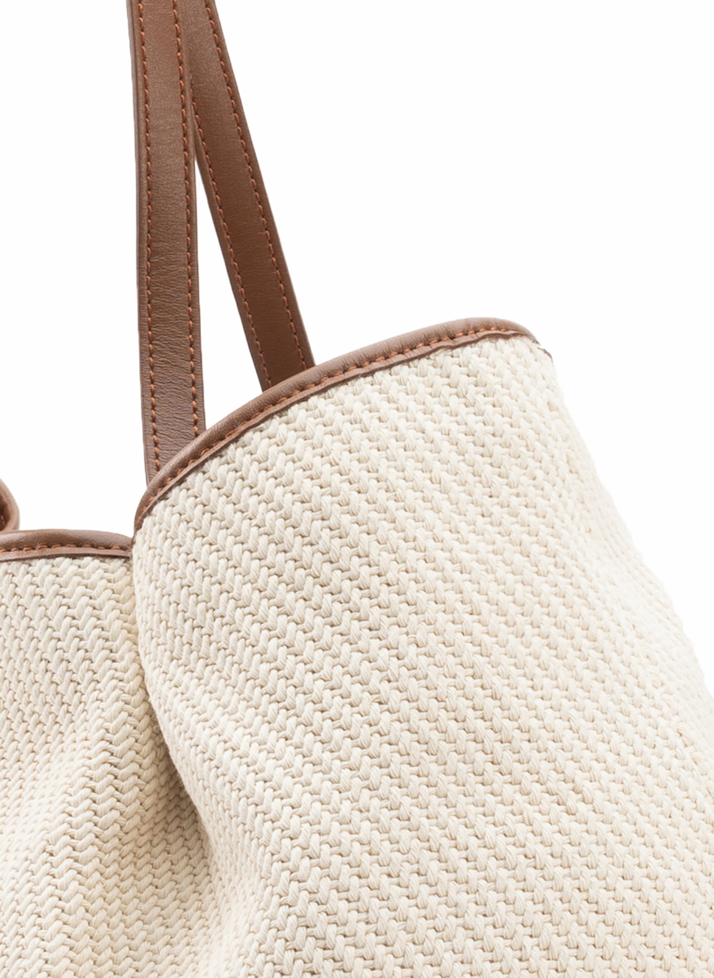Dimple Tote Canvas/Leather Ecru/Cognac