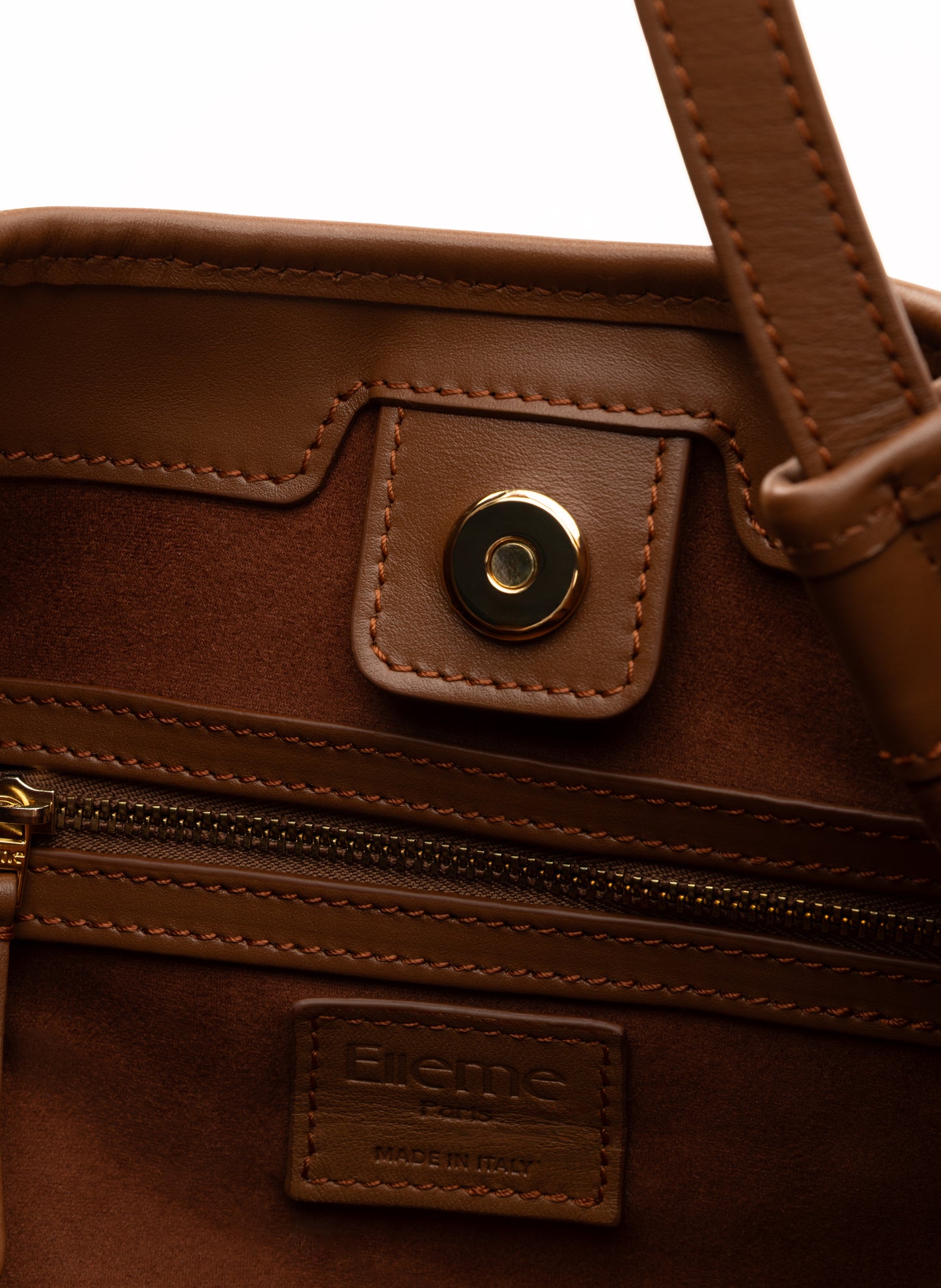 Dimple Tote Canvas/Leather Ecru/Cognac