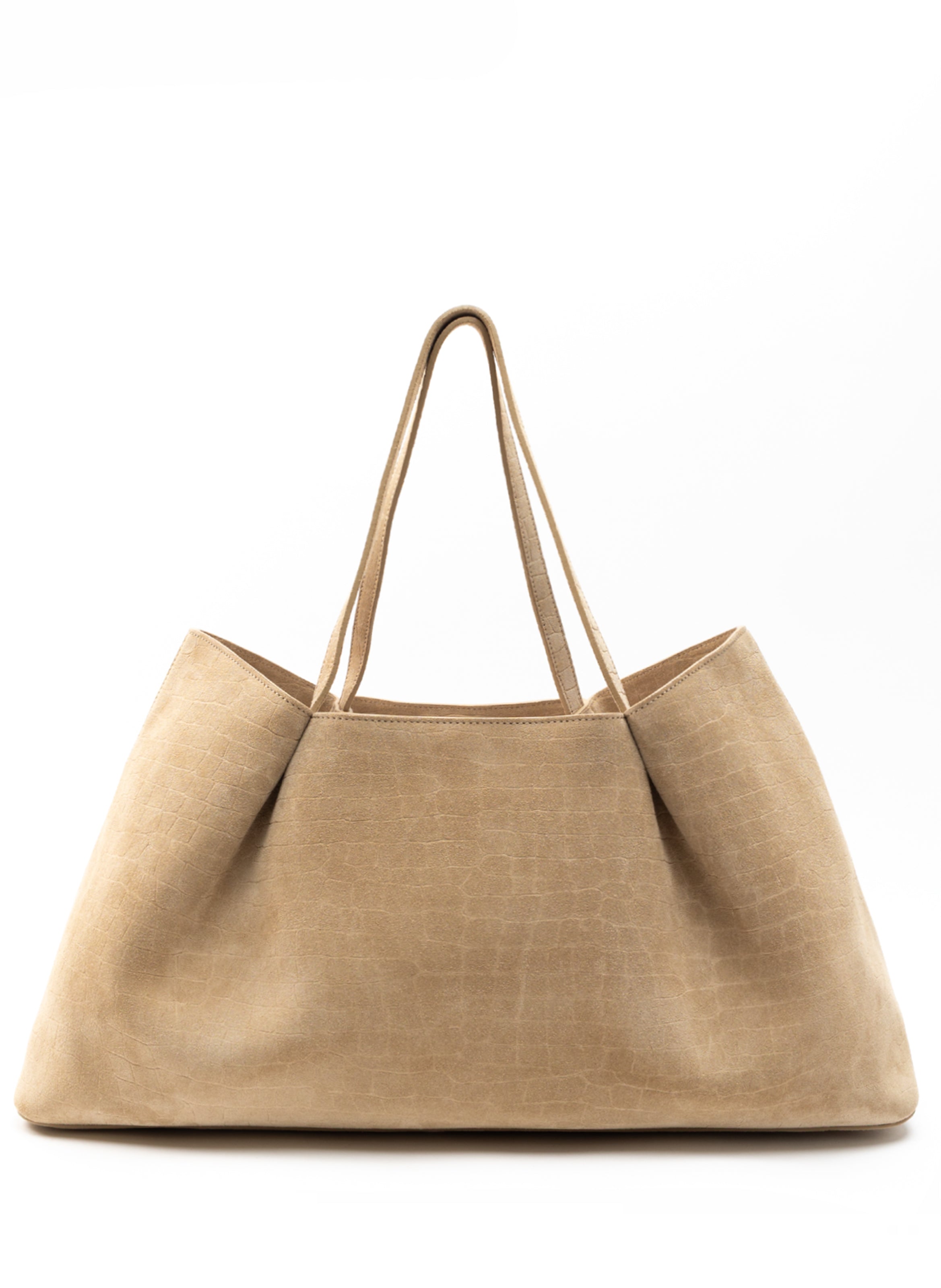 Dimple Tote Croco Suede Beige