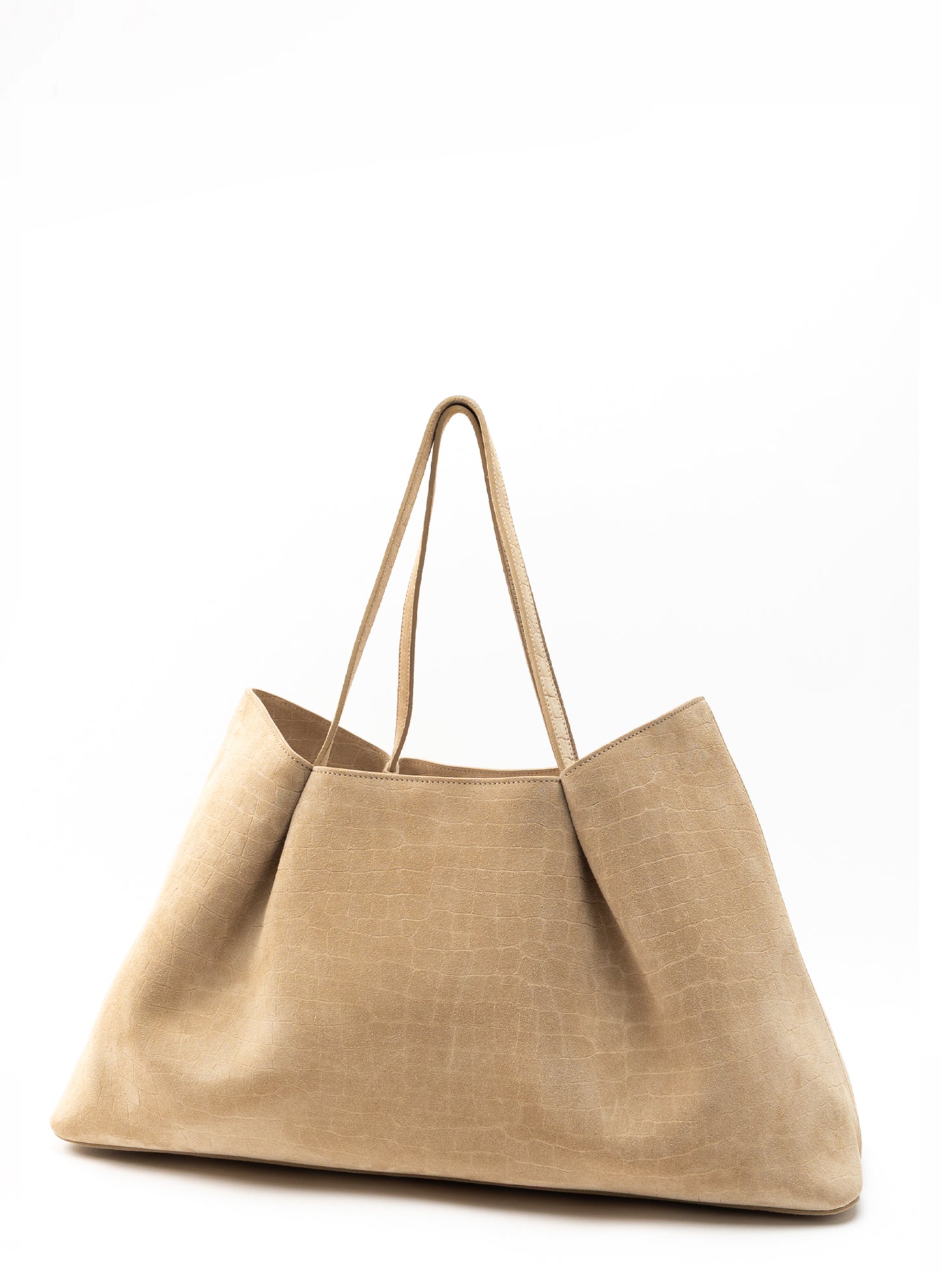 Dimple Tote Croco Suede Beige