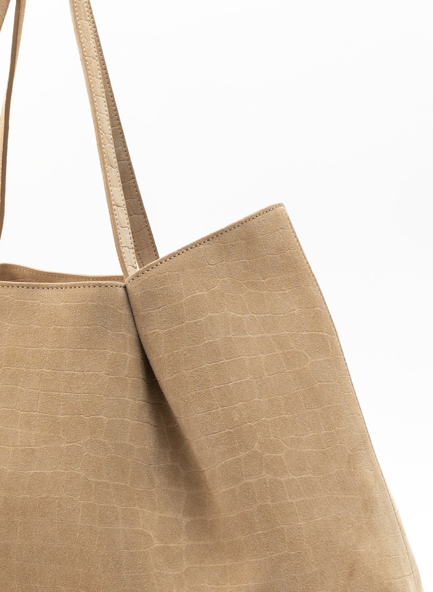 Dimple Tote Croco Suede Beige