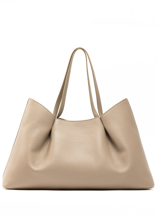Dimple Tote Pebbled Leather Taupe