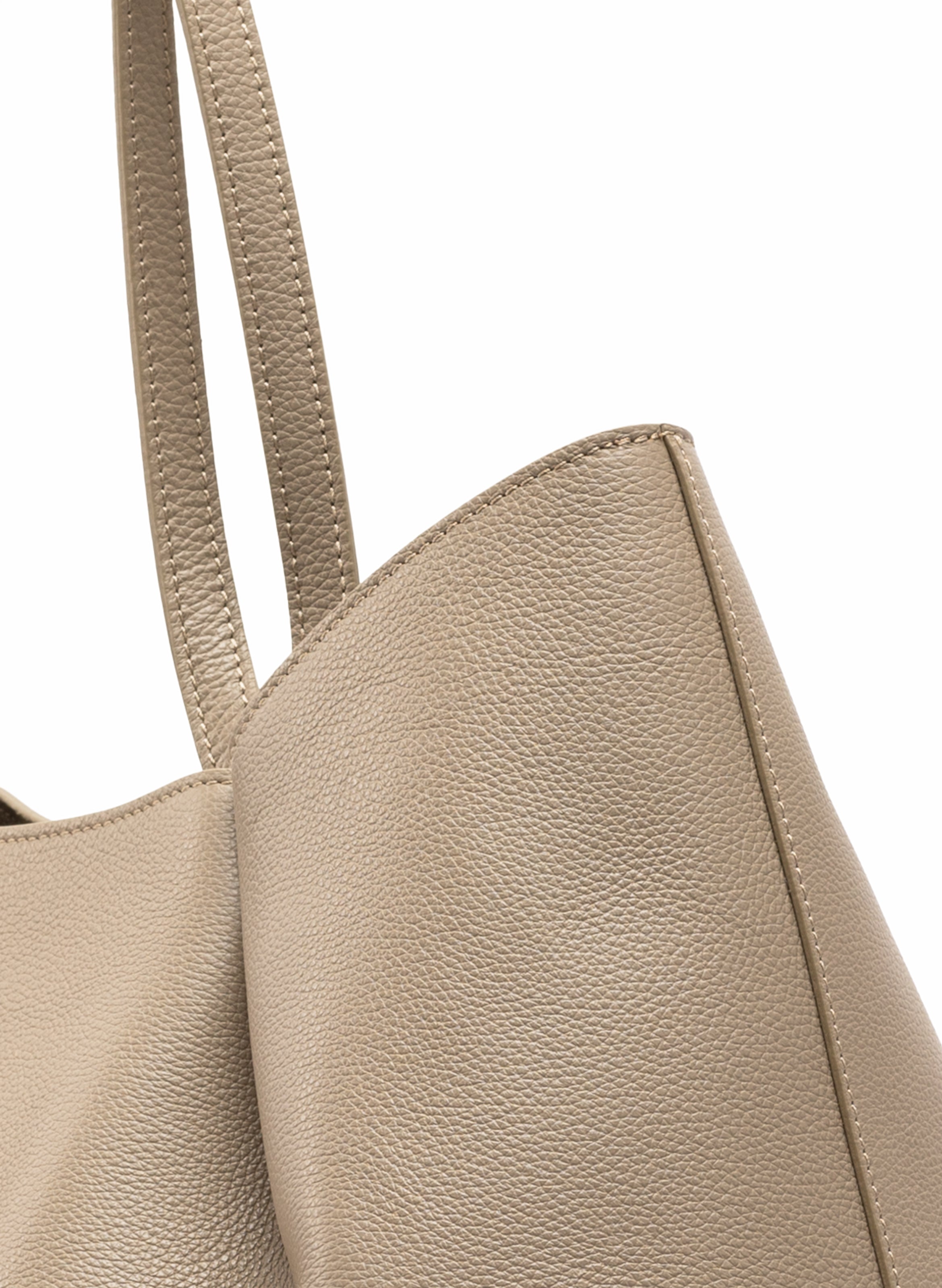 Dimple Tote Pebbled Leather Taupe - Large Leather Totes - Elleme