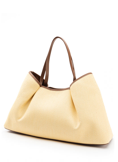 Dimple Tote Raffia Natural/Cognac
