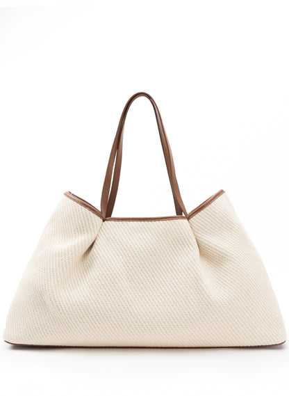 Dimple Tote Canvas/Leather Ecru/Cognac