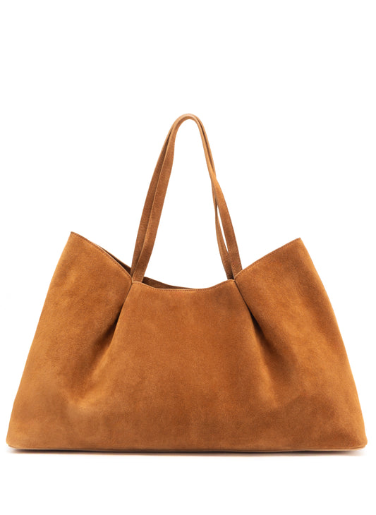 Dimple Tote Wildleder Cognac