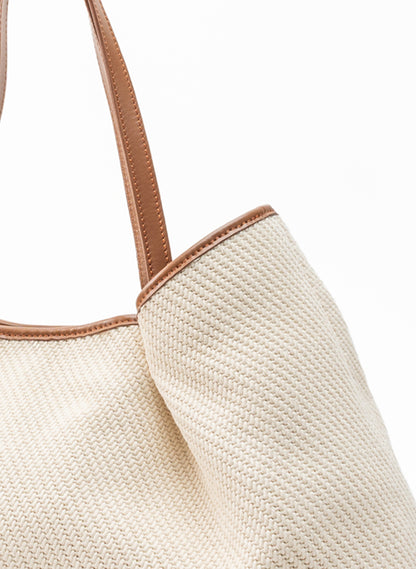Dimple Tote Canvas/Leather Ecru/Cognac