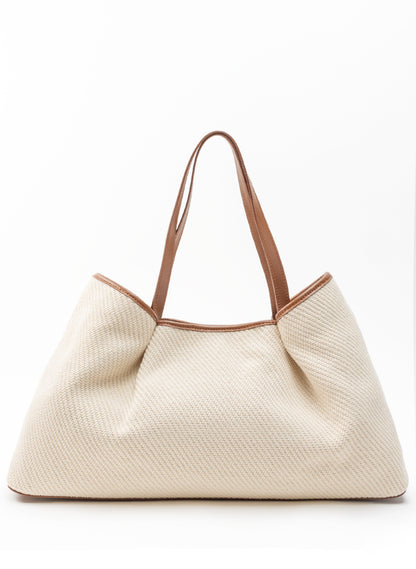 Dimple Tote Canvas/Leather Ecru/Cognac