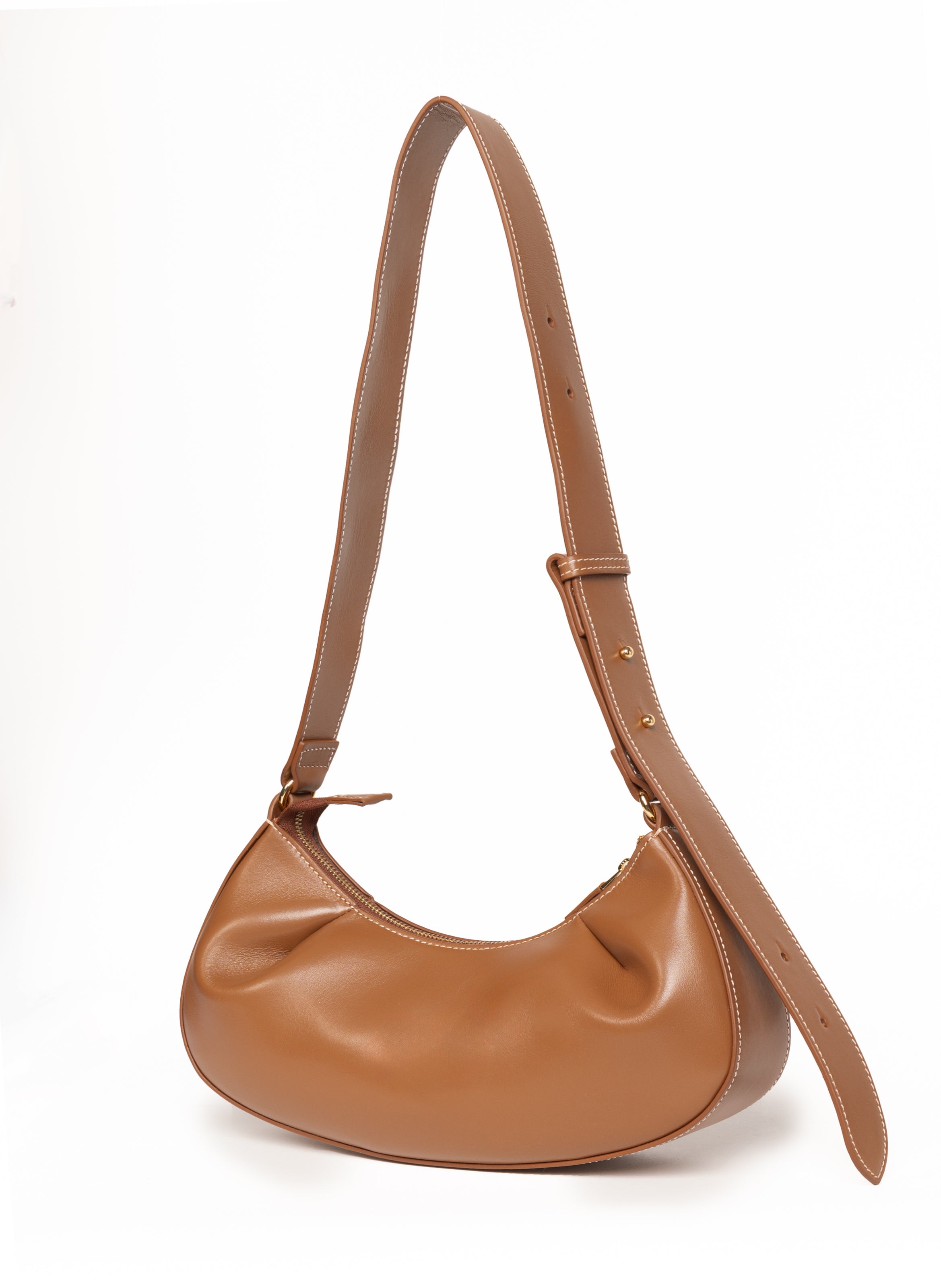 Dimple Moon Small Leather Cognac – Elleme