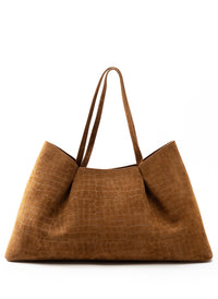 Sac fourre-Dimple en daim croco cognac