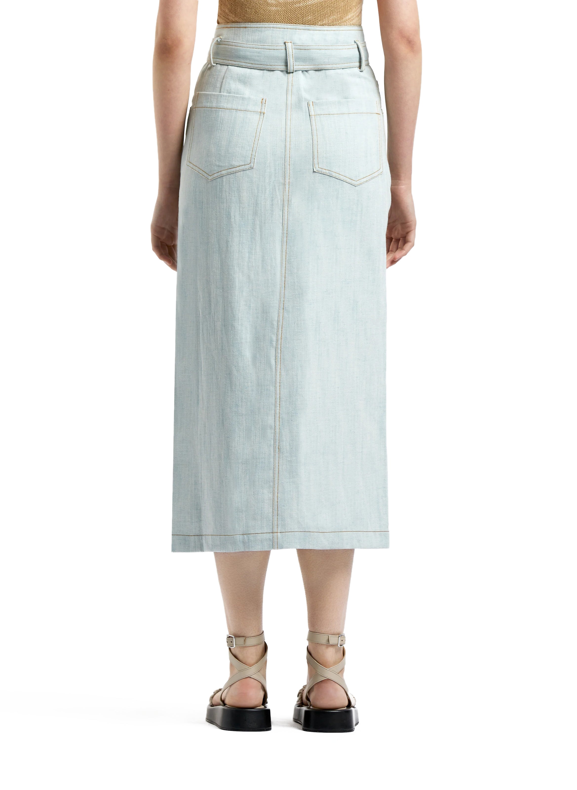 Belted Skirt Light Blue Elleme