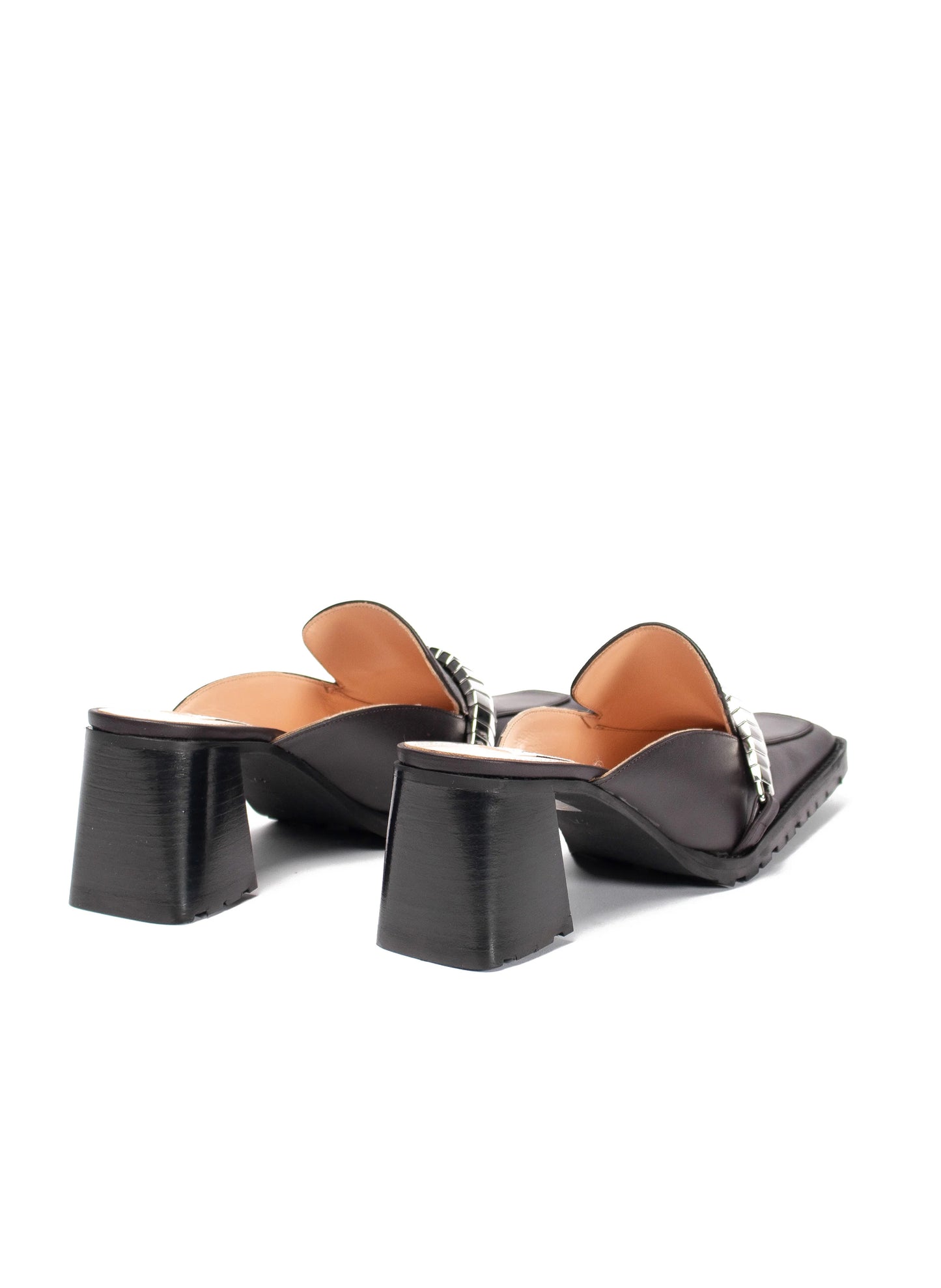 Eva Loafer Mule Leather/Metal Brown