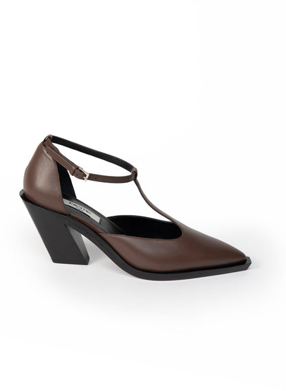 Eclair T-strap Mary Jane Brown